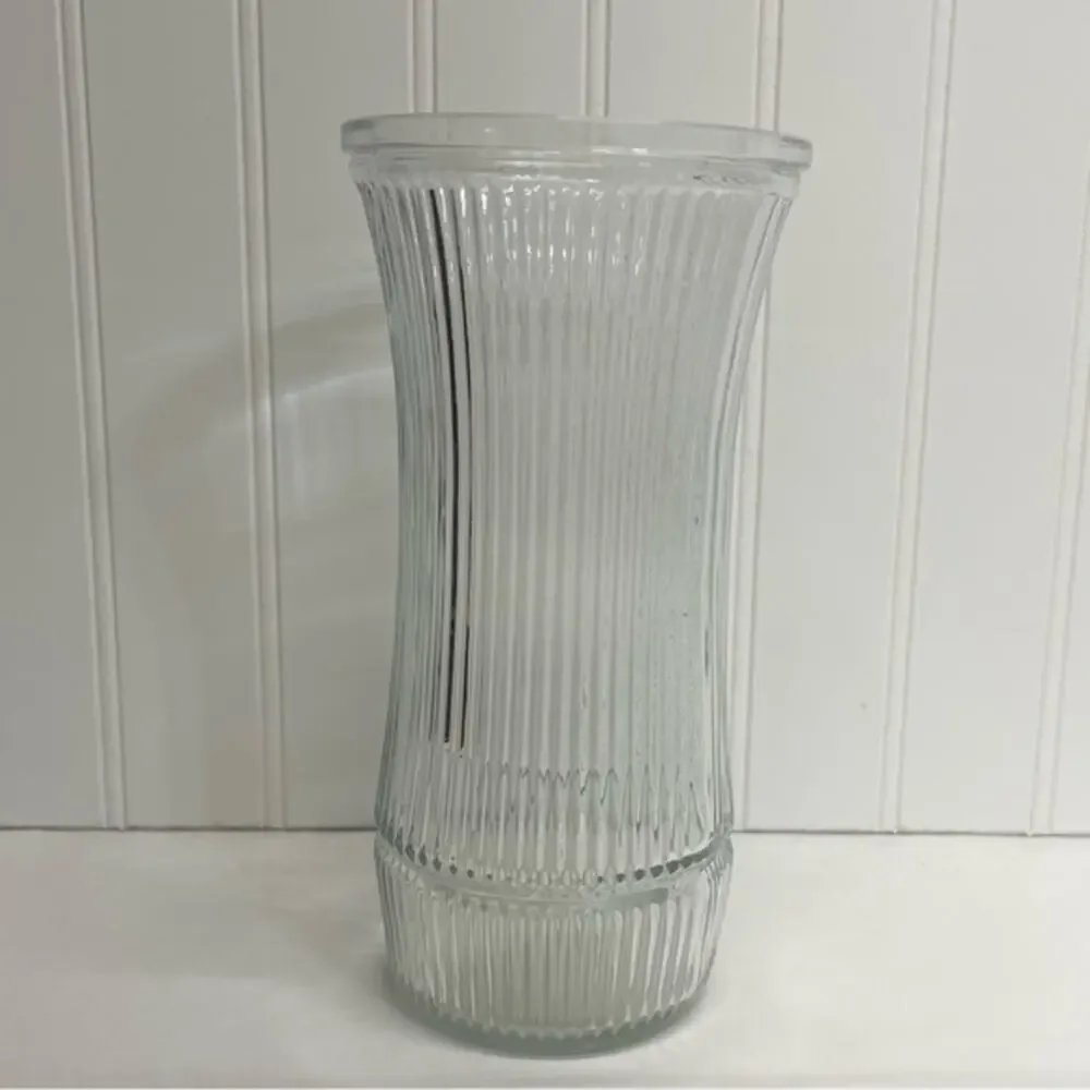 Vintage Clear Ribbed Glass Vase decor accent piece